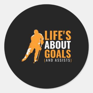 Life's About Goals Ice Hockey Shirt For Boys Ice H Classic Round Sticker