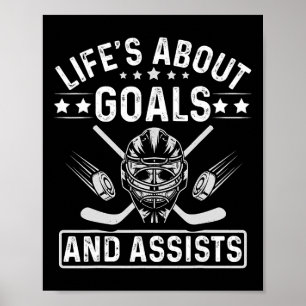 Life's About Goals Youth Ice Hockey Boys Kids Poster
