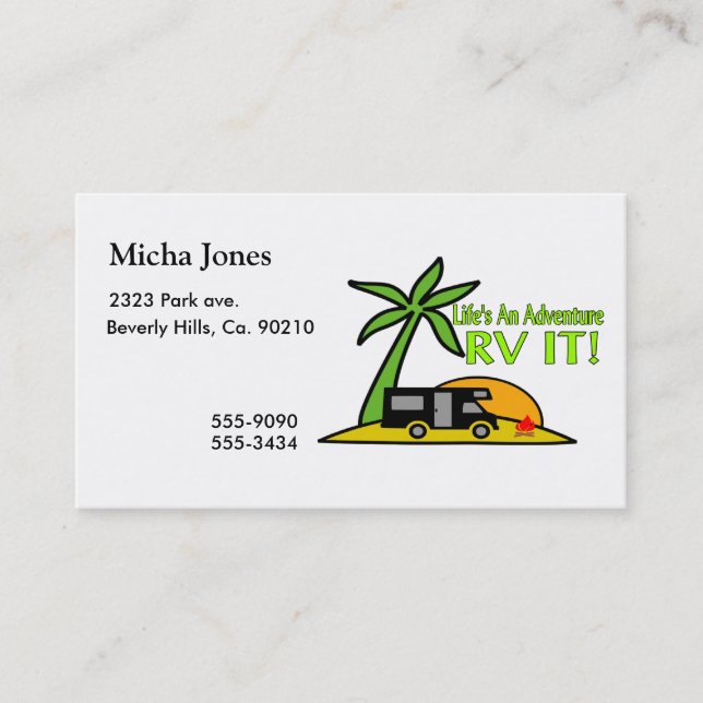 Life's An Adventure So RV It Business Card (Front)