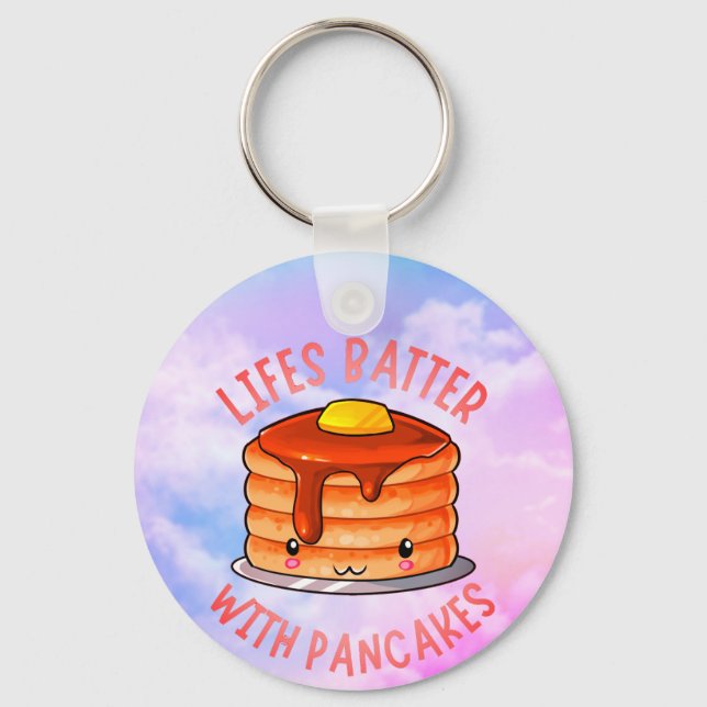 Lifes Batter With Pancakes Cute Pancake Key Ring (Front)