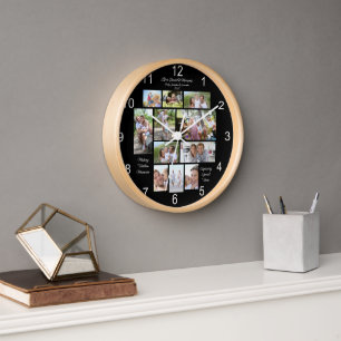 Lifes Beautiful Moments 11 Photo Collage Black Clock