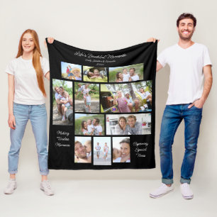Lifes Beautiful Moments 11 Photos Collage Black Fleece Blanket