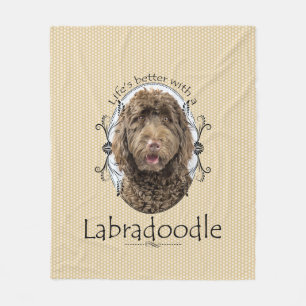 Life's Better Labradoodle Fleece Blanket