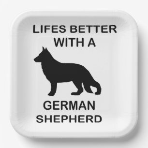 life's better with a german shepherd paper plate