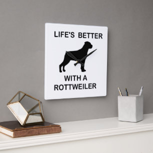 Life's Better With a Rottweiler Square Wall Clock
