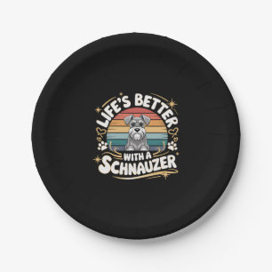 Life's Better With A Schnauzer Dog Vintage Paper Plate