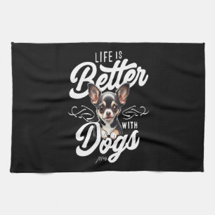 Life's Better With A Schnauzer Dog Vintage Tea Towel