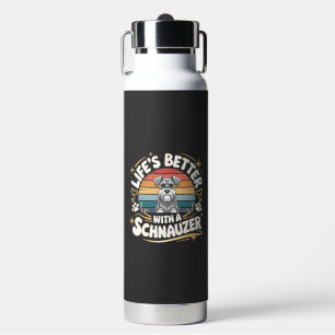 Life's Better With A Schnauzer Dog Vintage Water Bottle
