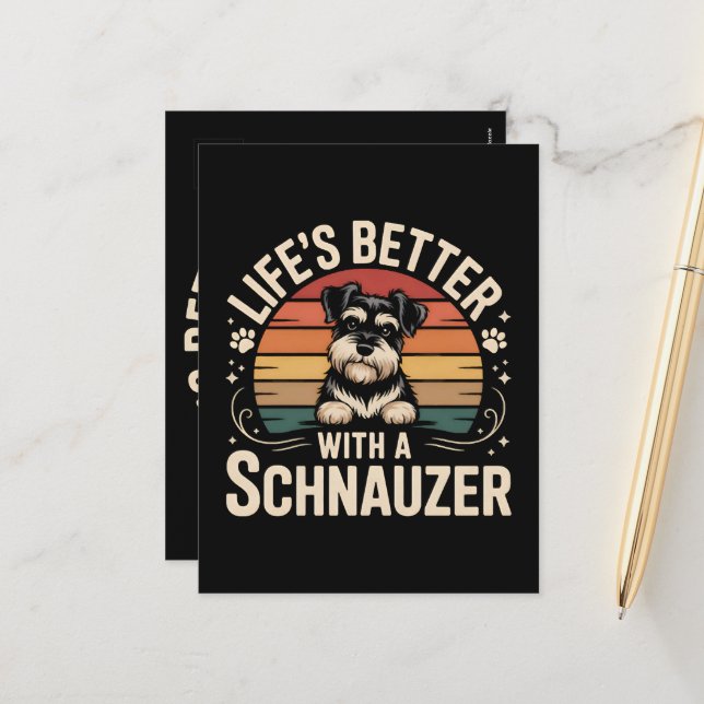 Life's Better With A Schnauzer Holiday Postcard (Front/Back In Situ)
