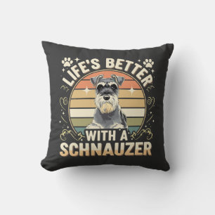 Life's Better With A Schnauzer Retro Dog Lover Cushion