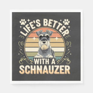 Life's Better With A Schnauzer Retro Dog Lover Napkin