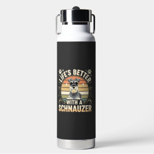 Life's Better With A Schnauzer Retro Dog Lover Water Bottle