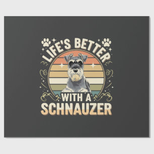 Life's Better With A Schnauzer Retro Dog Lover Wrapping Paper