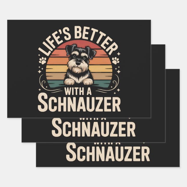 Life's Better With A Schnauzer Wrapping Paper Sheet (Set)