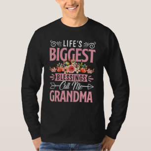 Life's Biggest Blessings Call Me Grandma Floral Mo T-Shirt