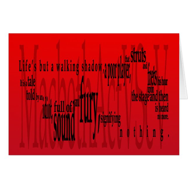 'Life's but a Walking Shadow' Macbeth Shakespeare (Front Horizontal)