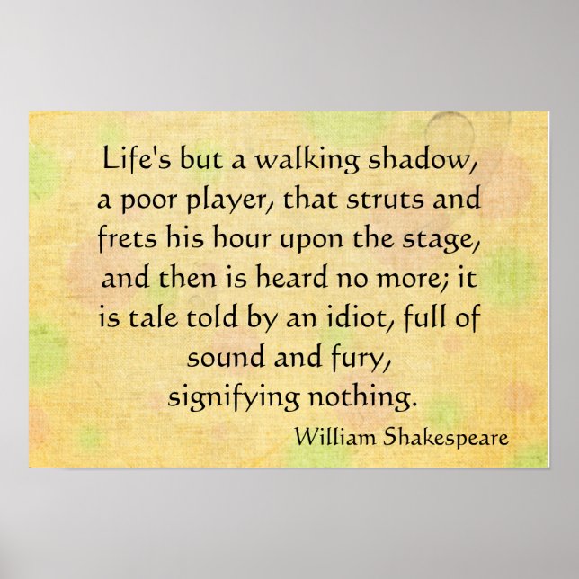 Life's but a walking shadow poster (Front)