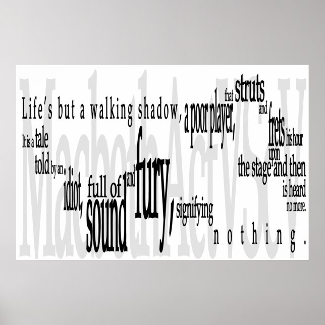 'Life's but a Walking Shadow' Shakespeare Quote Poster (Front)