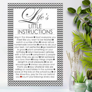 Life's Little Instructions Charcoal Black Poster