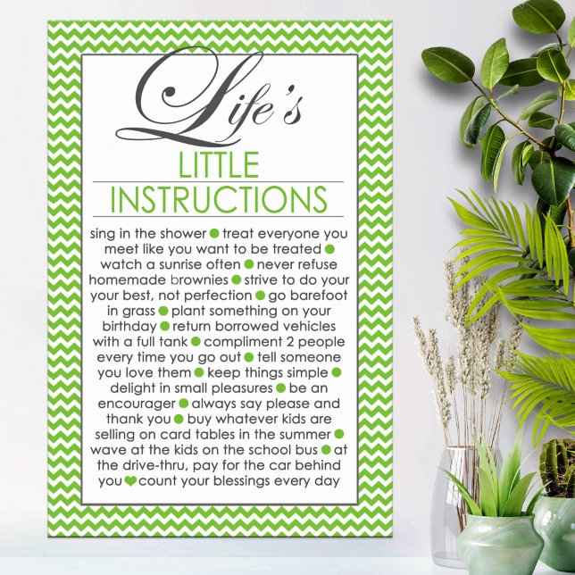Life's Little Instructions Lime Green Poster (Creator Uploaded)