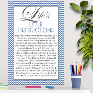 Life's Little Instructions Navy Blue Poster