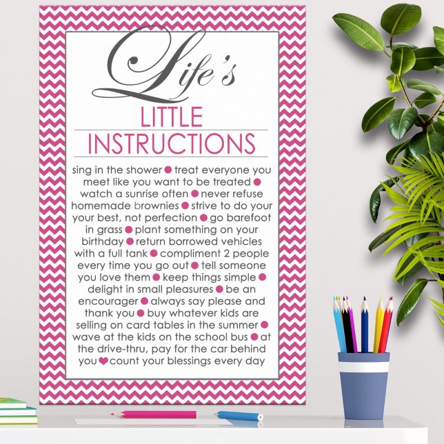 Life's Little Instructions Pink Poster (Creator Uploaded)