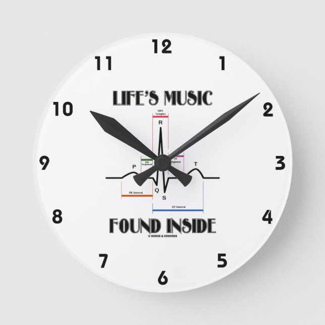 Life's Music Found Inside ECG/EKG Heartbeat Round Clock (Front)