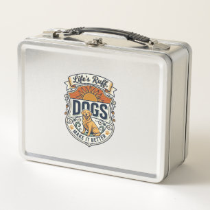 Lifes Ruff Dogs Make It Better Golden Retriever Su Metal Lunch Box