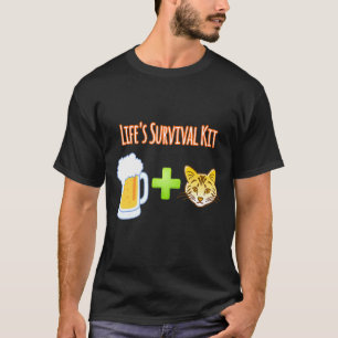 Life's Survival Kit Beer Plus Cats Design T-Shirt