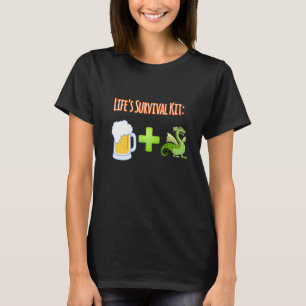 Life's Survival Kit Beer Plus Dragons Design T-Shirt