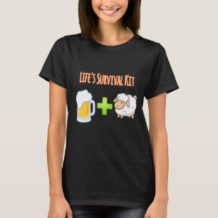 Life's Survival Kit Beer Plus Sheep Design T-Shirt
