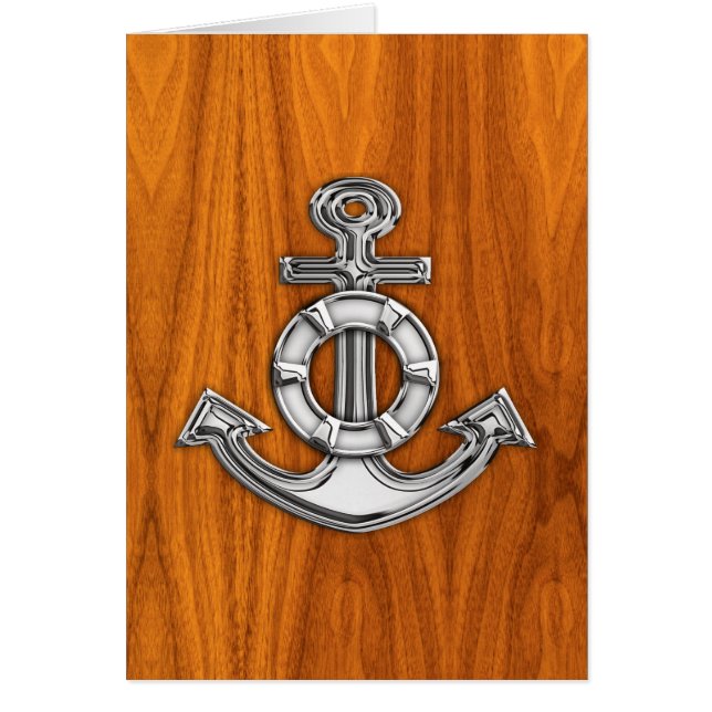 Lifesaver Chrome Like Anchor on Teak Veneer (Front)