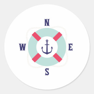 Lifesaver Compass Classic Round Sticker