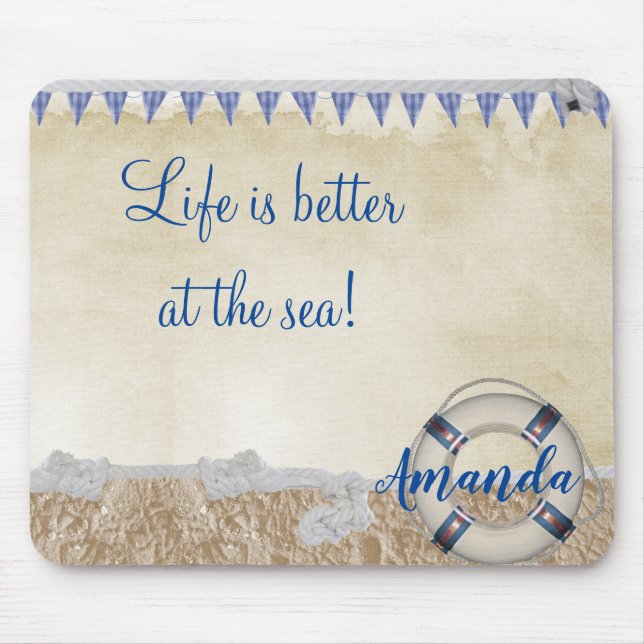 Lifesaver on the sand mouse pad (Front)