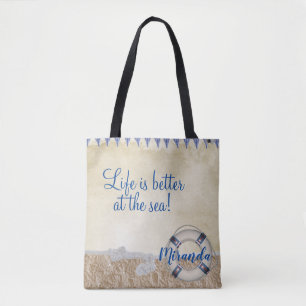 Lifesaver on the sand tote bag