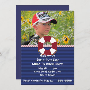 Lifesaver Ring Nautical Birthday Party Invitation