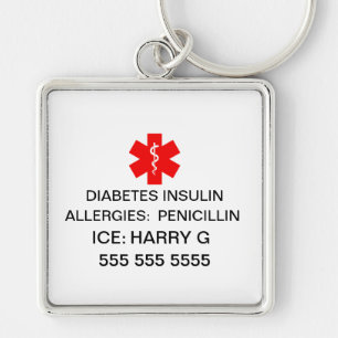 Lifesaving Medical Alert Emergency Details Key Ring