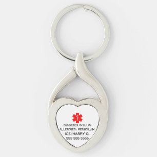 Lifesaving Medical Alert Emergency Details Key Ring