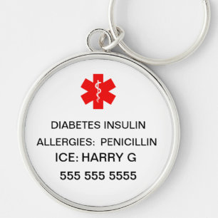Lifesaving Medical Alert Emergency Details Key Ring