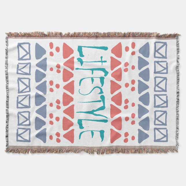 LIFESTYLE – Colourful Geometric Tribal Pattern  Throw Blanket (Front)