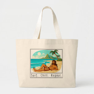 Lifestyle: Surf. Chill. Repeat. Large Tote Bag