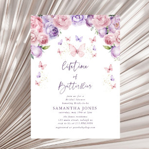 Lifetime Butterflies Pink Purple Bridal Shower Invitation