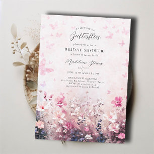 Lifetime Butterflies Wildflower Pink Bridal Shower Invitation