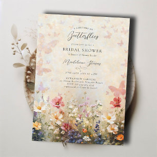 Lifetime Butterfly Peach Wildflower Bridal Shower Invitation
