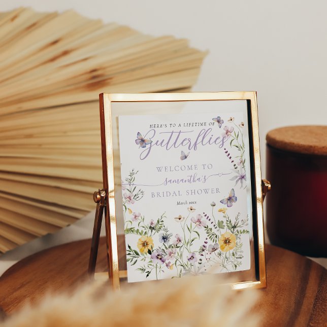 Lifetime of Butterflay Purple Floral Bridal Shower Poster (Creator Uploaded)