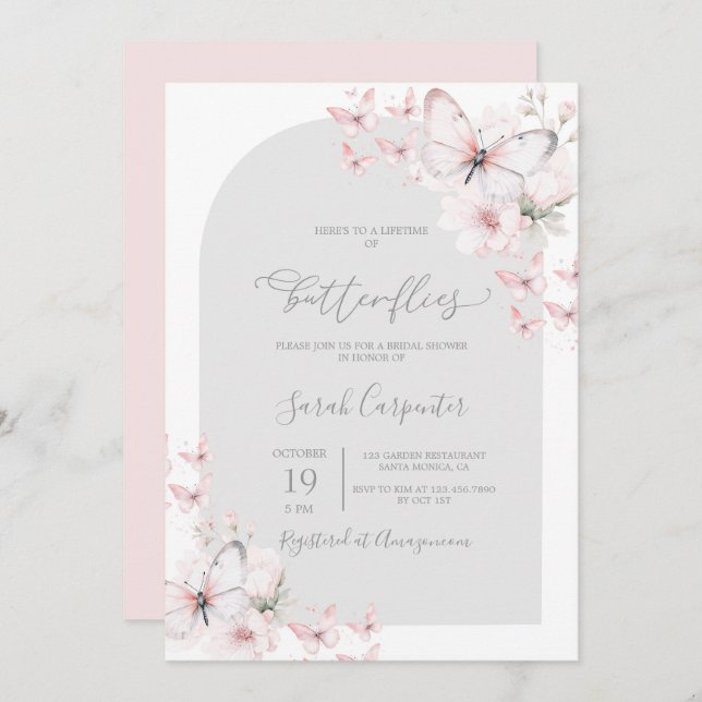 Lifetime of Butterflies Bridal Shower Invitation (Front/Back)