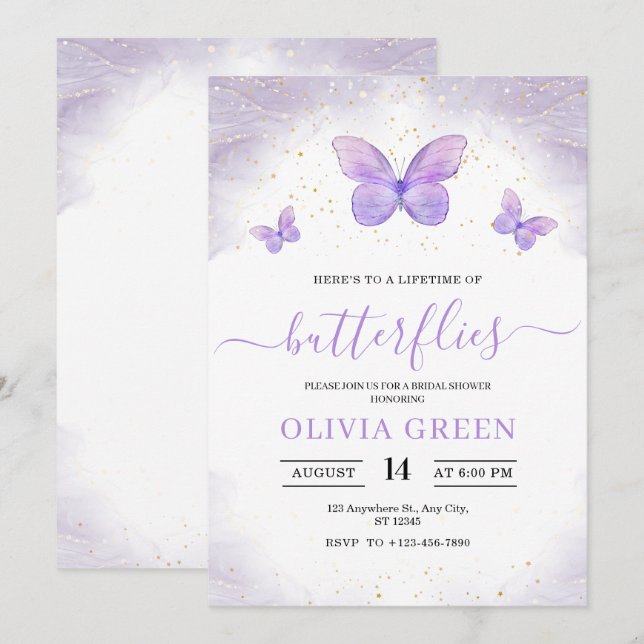 Lifetime of Butterflies Bridal Shower Invitation (Front/Back)