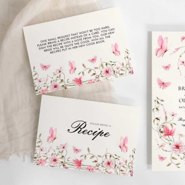 Lifetime of Butterflies  Bridal Shower Recipe  Enclosure Card (Creator Uploaded)