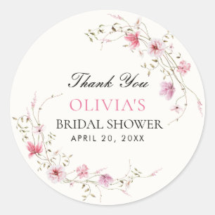 Lifetime of Butterflies Floral Bridal Shower Classic Round Sticker