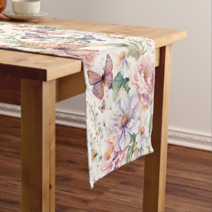 Lifetime of Butterflies floral bridal shower favou Short Table Runner